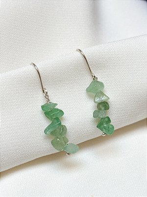 Brinco Luna Quartzo Verde Prata 925