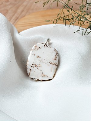 Pingente Howlita Prata 925 Pedra Natural