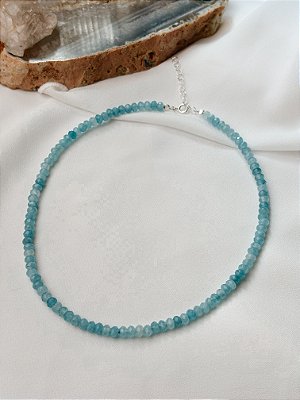 Gargantilha Fio Água Marinha Prata 925