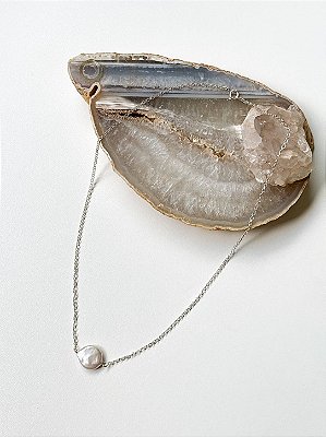 Gargantilha Choker Pérola Biwa e Prata 925