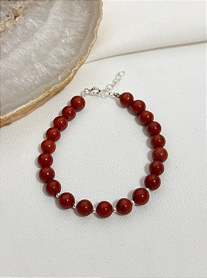 Pulseira Íris - Jaspe Vermelho e Prata 925