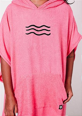 Poncho atoalhado de surf Ondinhas rosa | Roupão de surfista