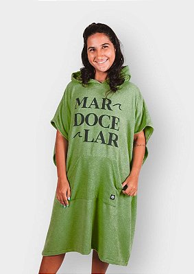 Poncho atoalhado de surf - Mar Doce Lar Verde | Roupão de surfista