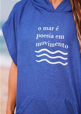 Poncho atoalhado de surf - Azul Mar Poesia | Roupão de surfista