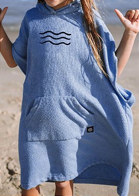 Poncho atoalhado de surf - Infantil - Azul