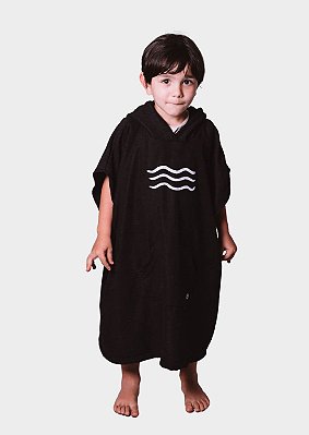 Poncho atoalhado de surf - Infantil - Preto
