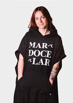 Poncho atoalhado de surf - Mar doce lar Preto