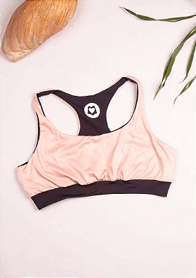 Top ativa dupla face preto e rosa