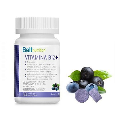 BELT VITAMINA B12 SABOR ACAI E BLUEBERRY C/30 PASTILHAS MAST - BELT NUTRITION