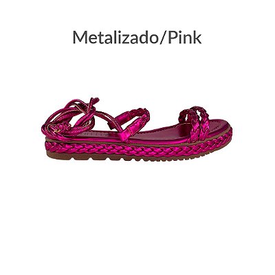 (8193-75810) Flatform Tiras Trançadas Metalizado/Pink