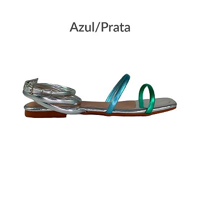 (B1345) Rasteira Metalizada  Azul / Prata