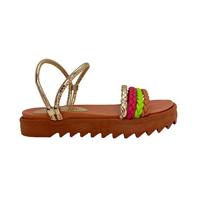 (1241Cft) Flatform Feminino  Ouro Light Metal