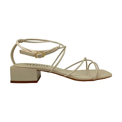 (3050T-9422) Sandália Salto Bloco Baixo Off White