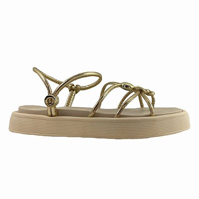 (1533Myo) Flatform Tiras Detalhe Ouro Light