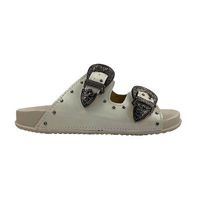 (Tn116) Papete Tiras Fivelas Off White