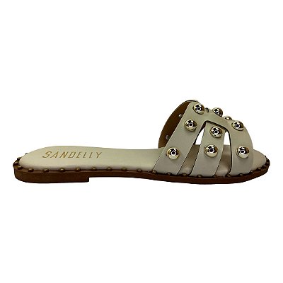 (J363030) Sandália Rasteira Esferas Off White