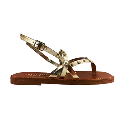 (I212030) Rasteira Tiras Pedraria Ouro Light / Ouro