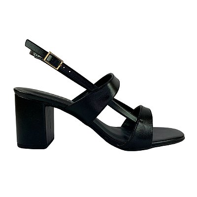 (8324-89721) Sandália Salto Bloco Tiras  Preto