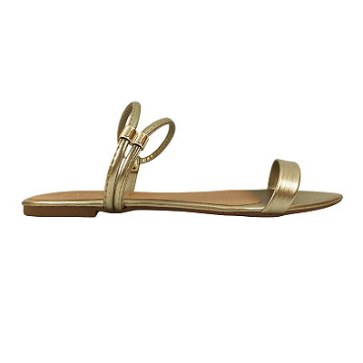 (Nara787-149) Rasteira Bico Folha Ouro Light