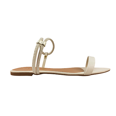 (Nara787-149) Rasteira Bico Folha Off White