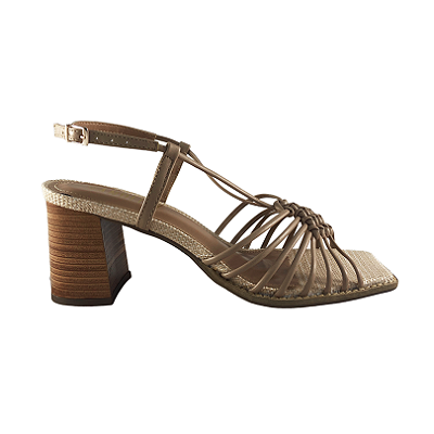 (1656861) Sandália Salto Bloco Textura Mooca