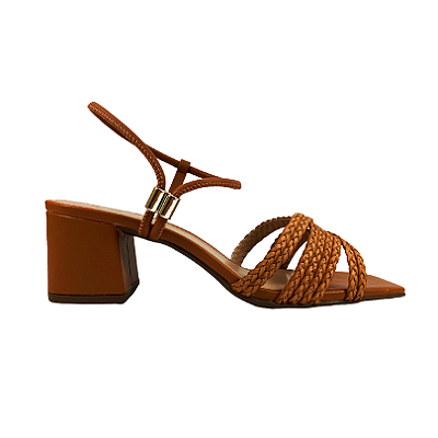 (14.187) Sandália Salto Bloco Palha Ambar