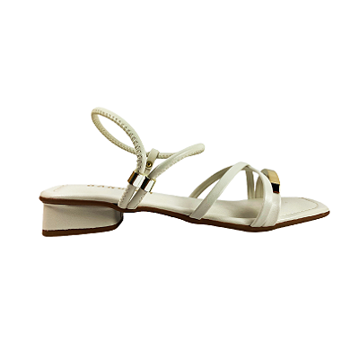 (4102Ae) Sandália Detalhe Metalizado Off White