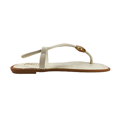 (Pe2398) Rasteira Detalhe Metalizado Off White