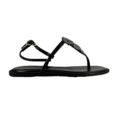 (V180) Rasteira Strass Preto