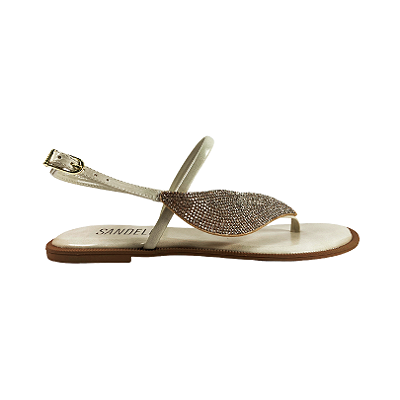 (V161) Rasteira Strass Off White