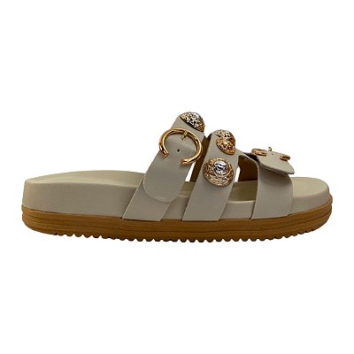 (40115-100) Flatform Aplicações Detalhes Metalizado Off White