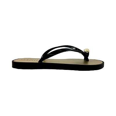 (8517-17035) Rasteira Tira Fina Detalhe  Preto