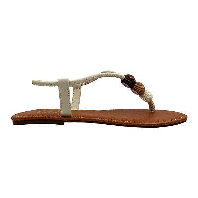 (95013) Sandália Rasteira Tira Central Detalhe Esferas  Bistro