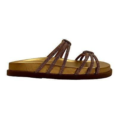 (87.010) Papete Tiras Strass Metalic Ouro Light