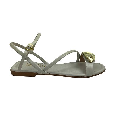 (701711454) Sandália Rasteira Com Detalhe Orgânico  Off White