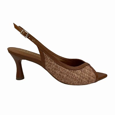 (1577696) Scarpin Textura Tramada Caramelo