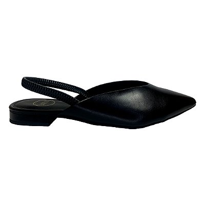 (79060) Sapatilha Slingback Bico Fino Preto