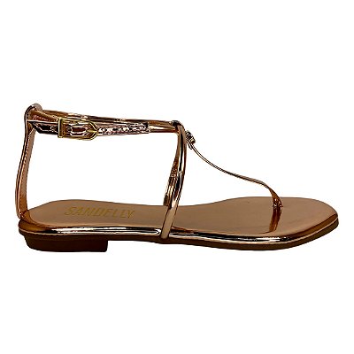 (023-92M) Rasteira Minimalista Tiras Finas   Cobre