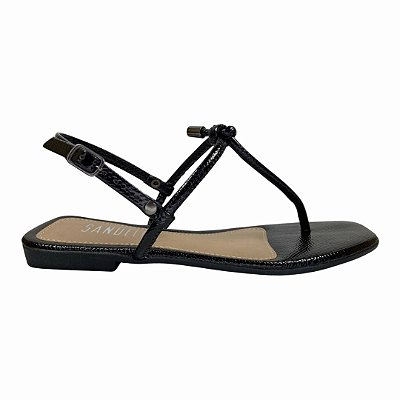 (675511754) Rasteira Tira Nó Decorativo Preto