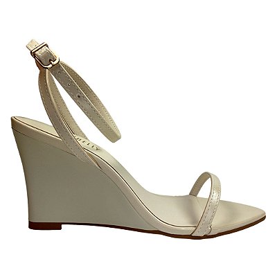 (5444-12682) Sandália Anabela Tiras Finas  Off White