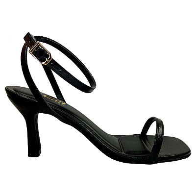 (5176-12459) Sandália Tiras Finas Amarração Tornozelo Preto