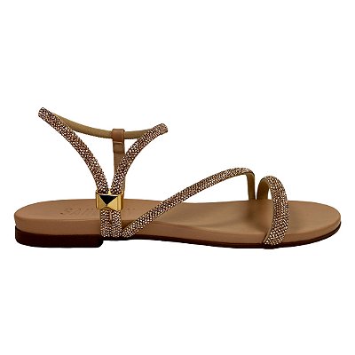 (76.005) Flatform Tiras Finas Strass  Rosado