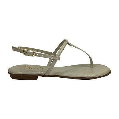 (An1492) Sandália Rasteira Minimalista Tiras Finas  Off White