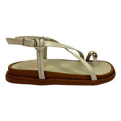 (An602) Papete Detalhe Dedão Tiras Cruzadas  Off White