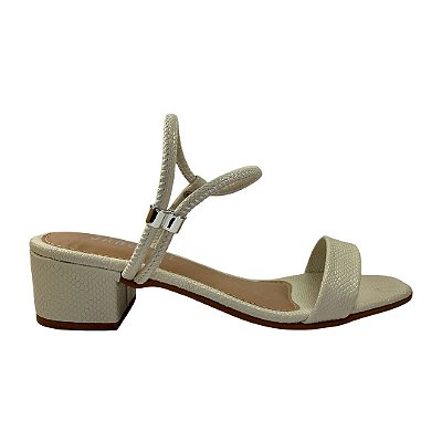 (687313968) Sandália Com Salto Bloco Médio Off White