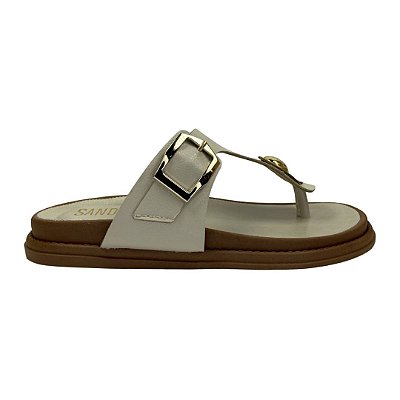 (An600) Sandália Papete Fivela Off White