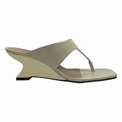 (7186C-21603) Tamanco Salto Escultural Metálico  Off White