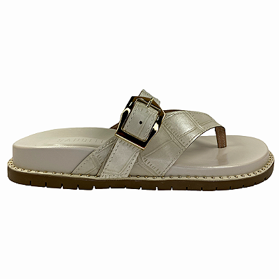 (Pp-1107)Papete Fivela Detalhes Em Matelassê  Off White