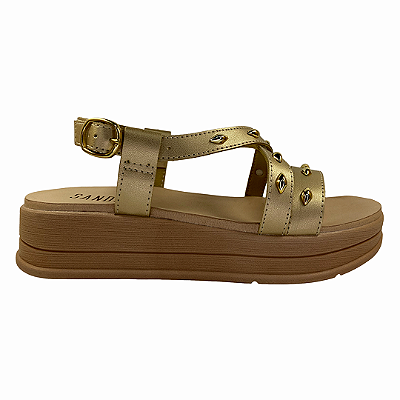 (8443-16575) Flatform Tiras Detalhes Metálicos Ouro Light