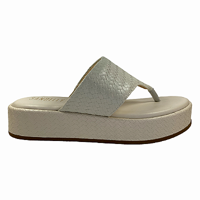 (8457-16725) Flatform Tira Trançada Palmilha Macia  Off White